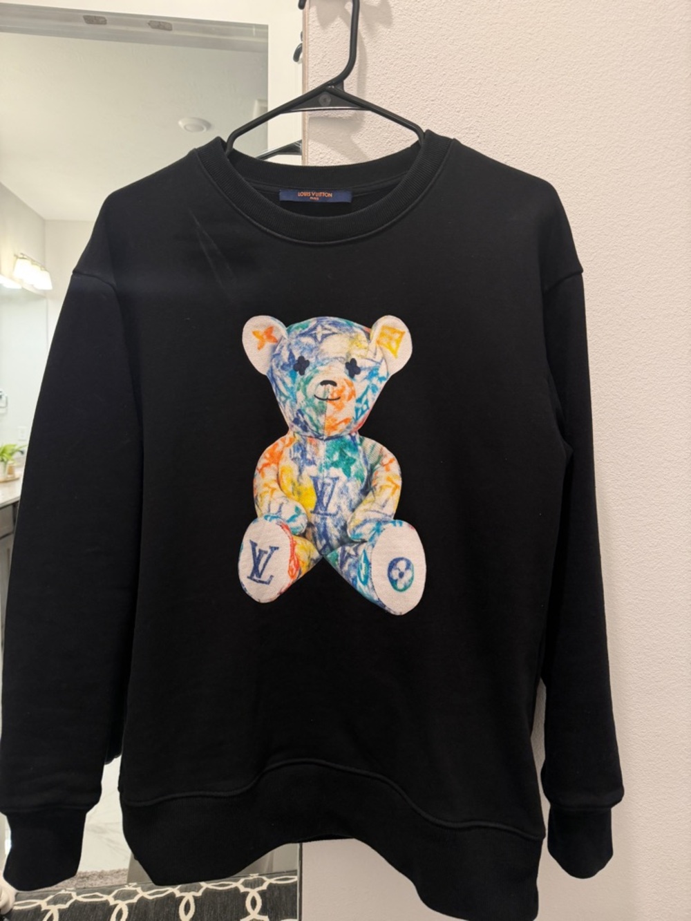 Louis Vuitton LV Multi-Color Watercolor Monogram Teddy Bear Sweatshirt Black